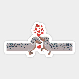 Dachshunds long love // neon red hearts Valentine's Day details spotted weiner dog puppy Sticker